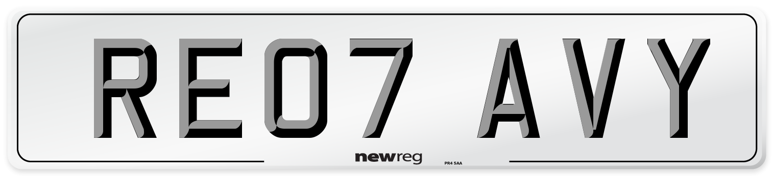 RE07 AVY Number Plate from New Reg